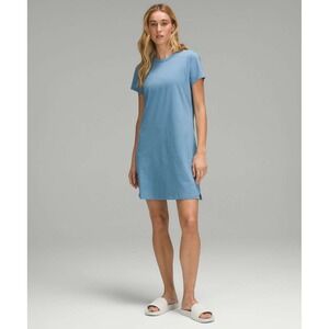 Lululemon Classic-Fit Cotton-Blend T-Shirt Dress Utility Blue 4